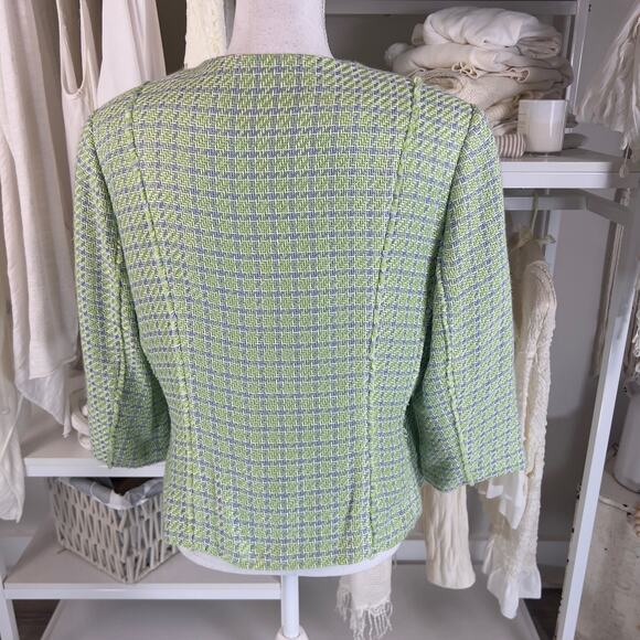 Sag Harbor Petites sz. 12 P green & blue Tweed jacket, spring, winter #2425 - Picture 4 of 9